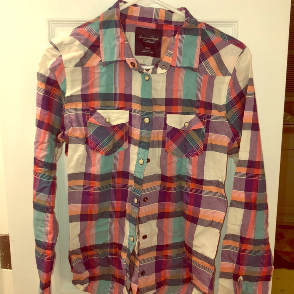 American Eagle Plaid Button Shirt